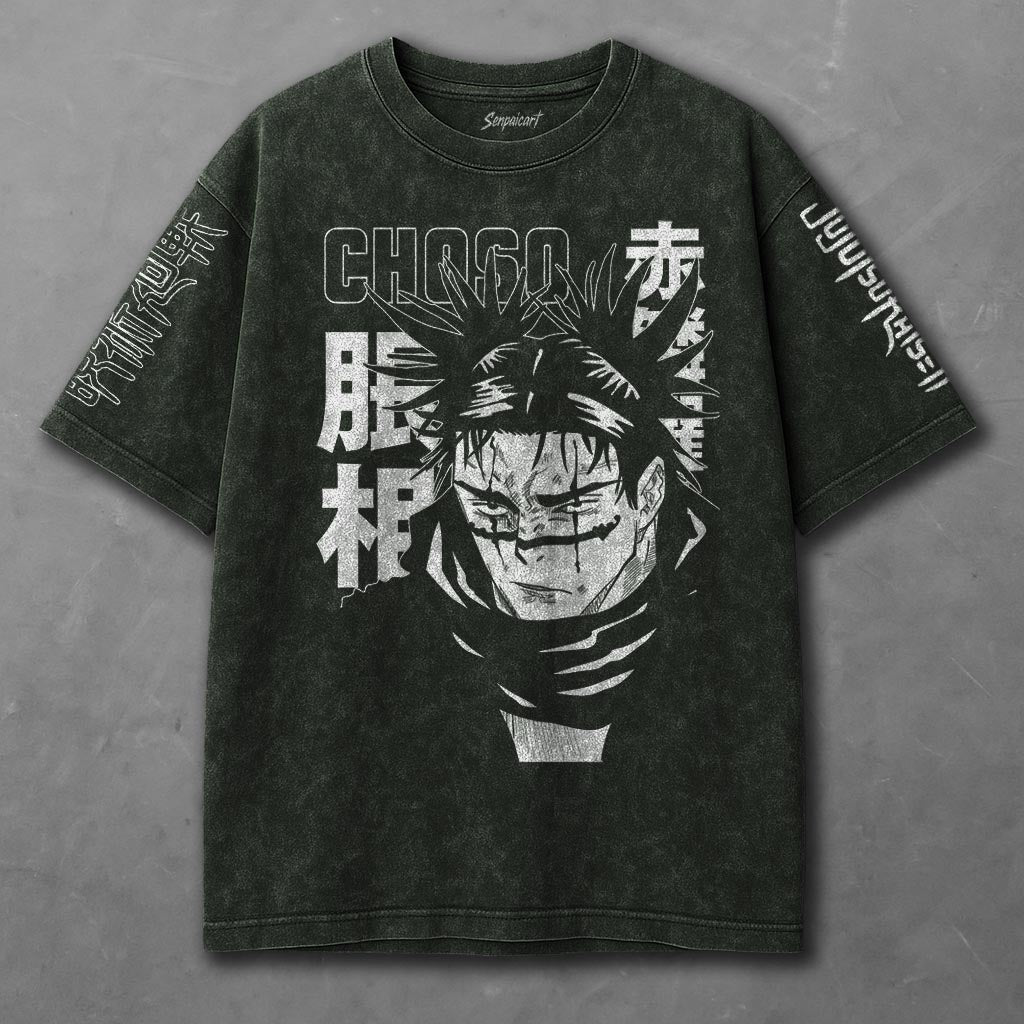 Jujutsu Kaisen Unfitted Green Washed T-Shirt