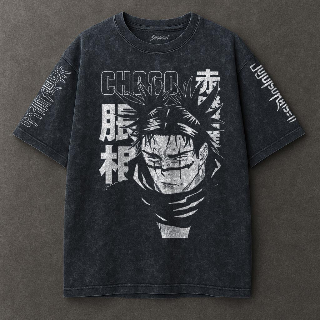 Jujutsu Kaisen Oversized Blue Washed T-shirt