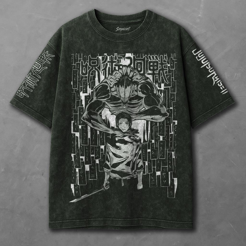 Jujutsu Kaisen Elongated Green Washed T-Shirt
