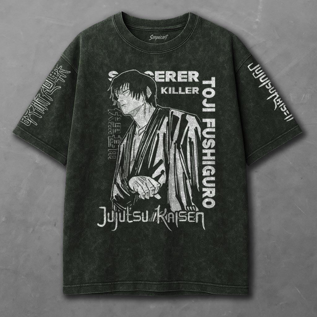 Jujutsu Kaisen Loose Green Washed T-Shirt