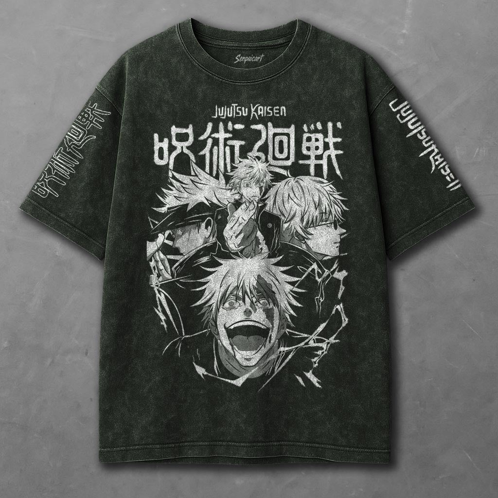 Jujutsu Kaisen Drapey Green Washed T-Shirt