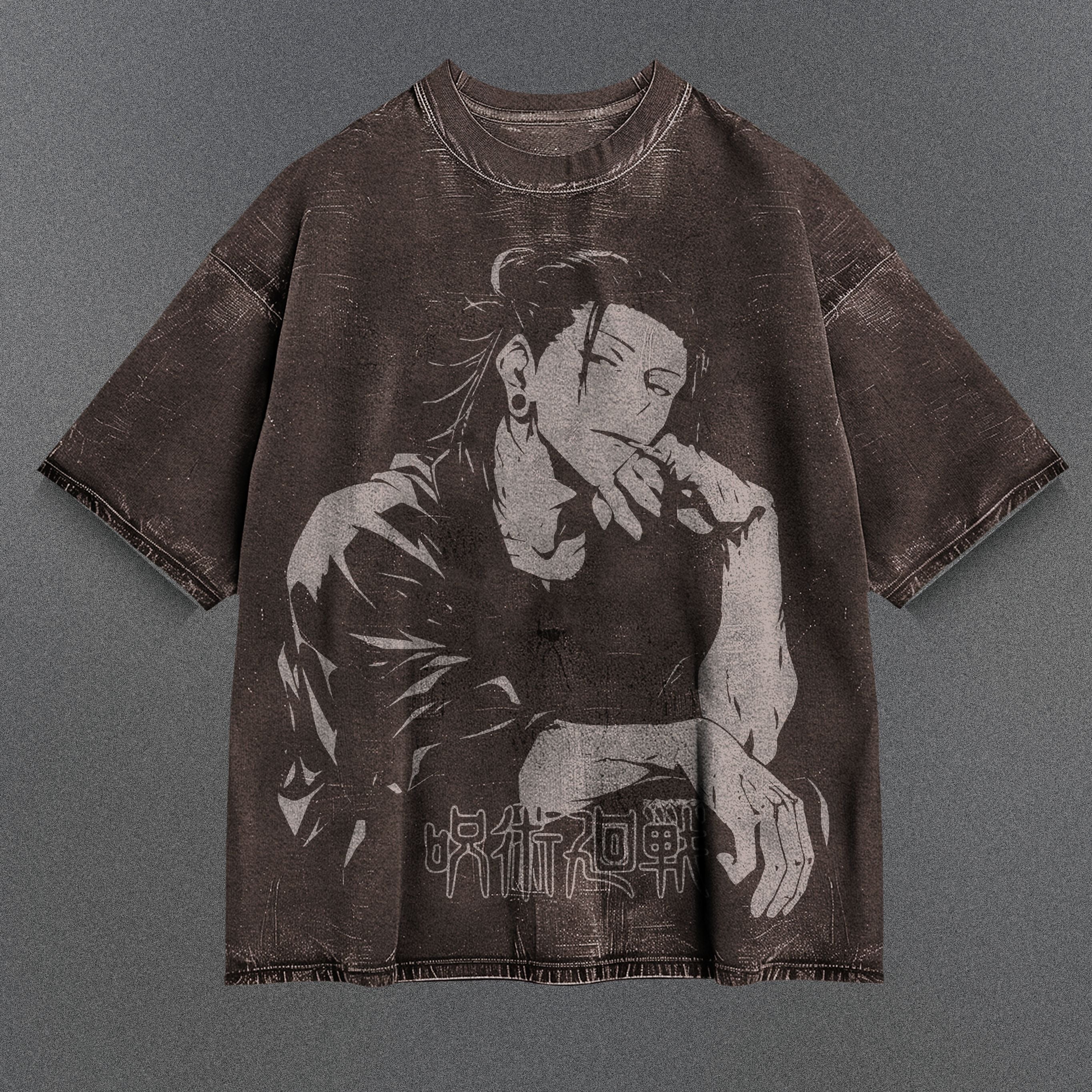 Jujutsu Kaisen Non-restrictive Brown Washed T-Shirt