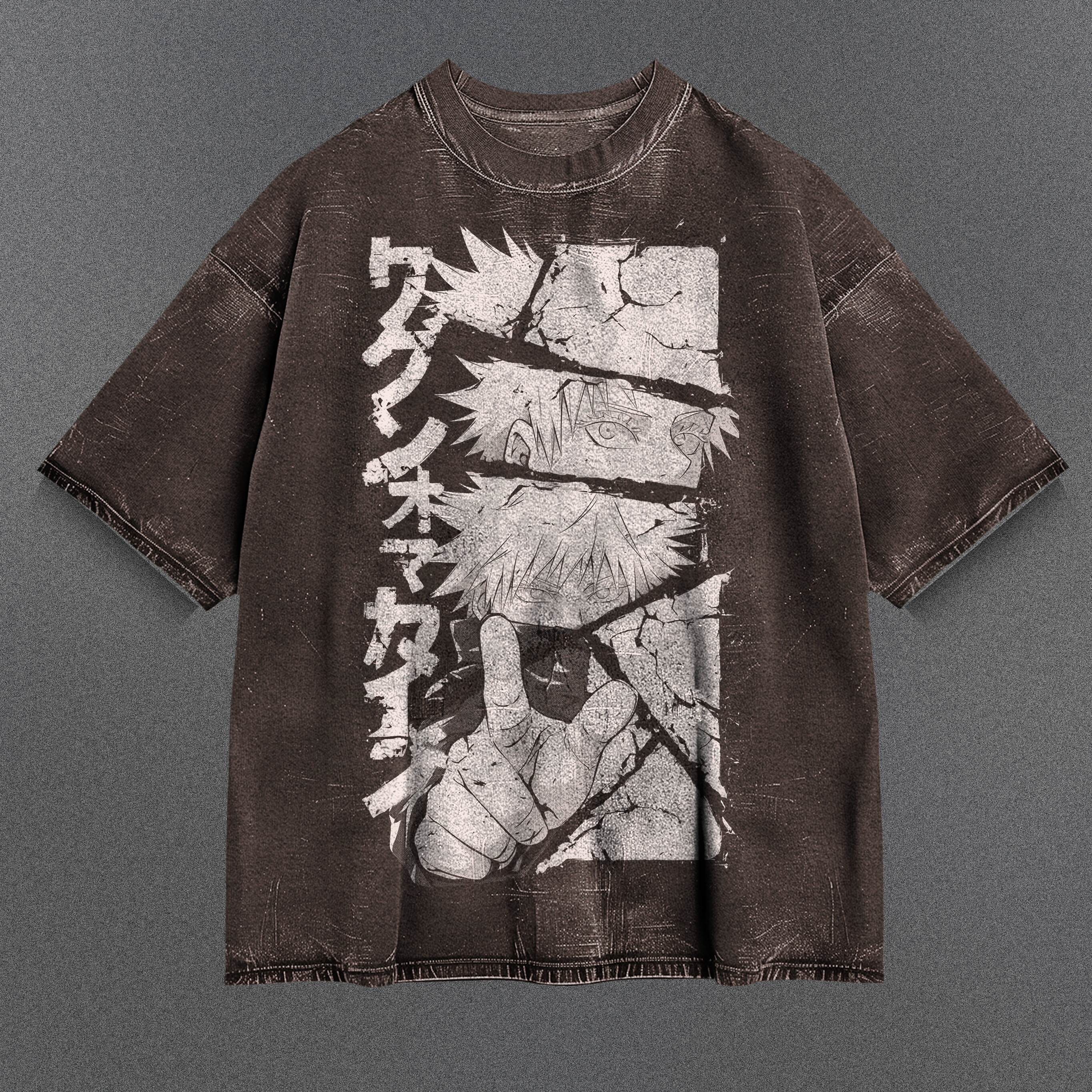 Jujutsu Kaisen Patterned Brown Washed T-Shirt