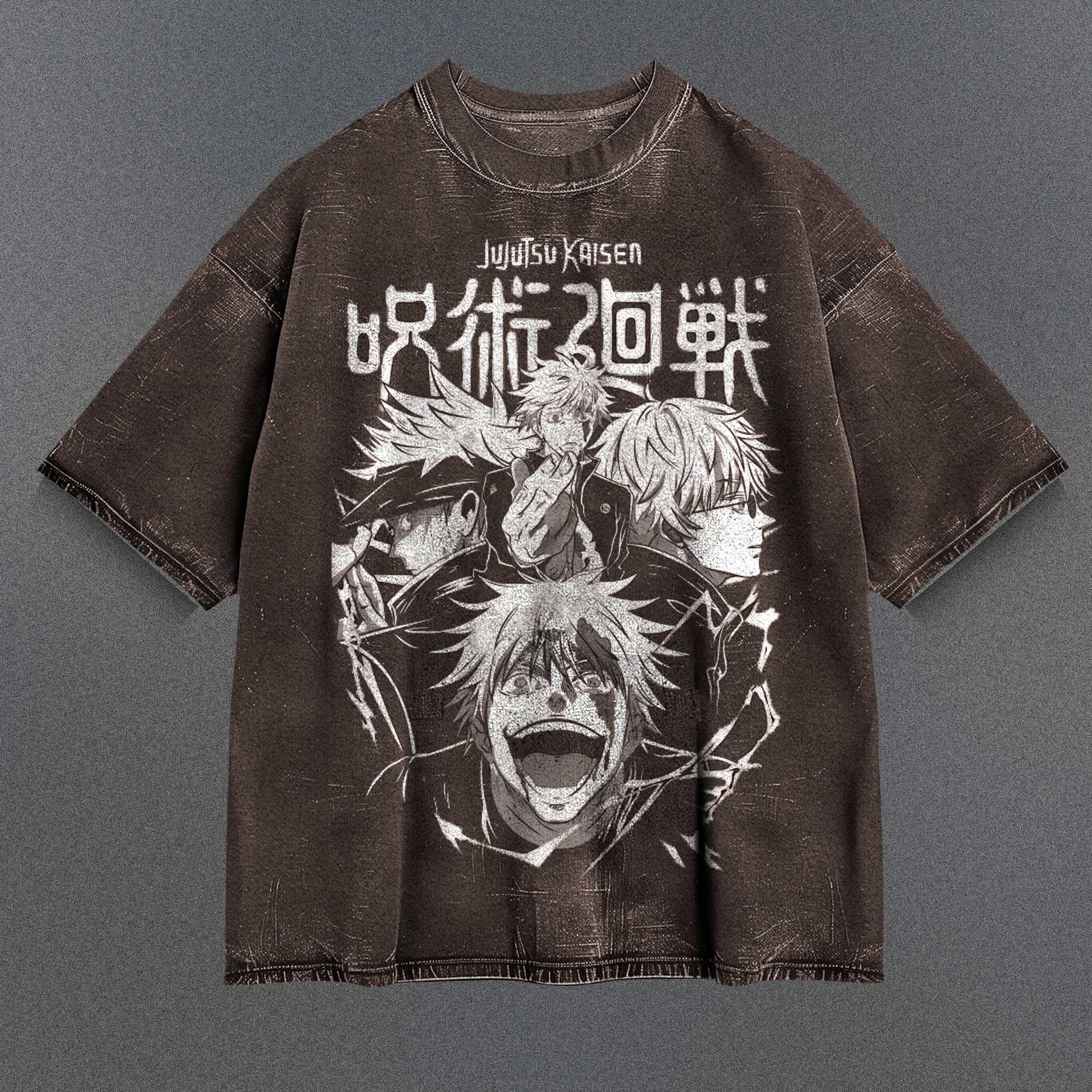 Jujutsu Kaisen Stretchy Brown Washed T-Shirt