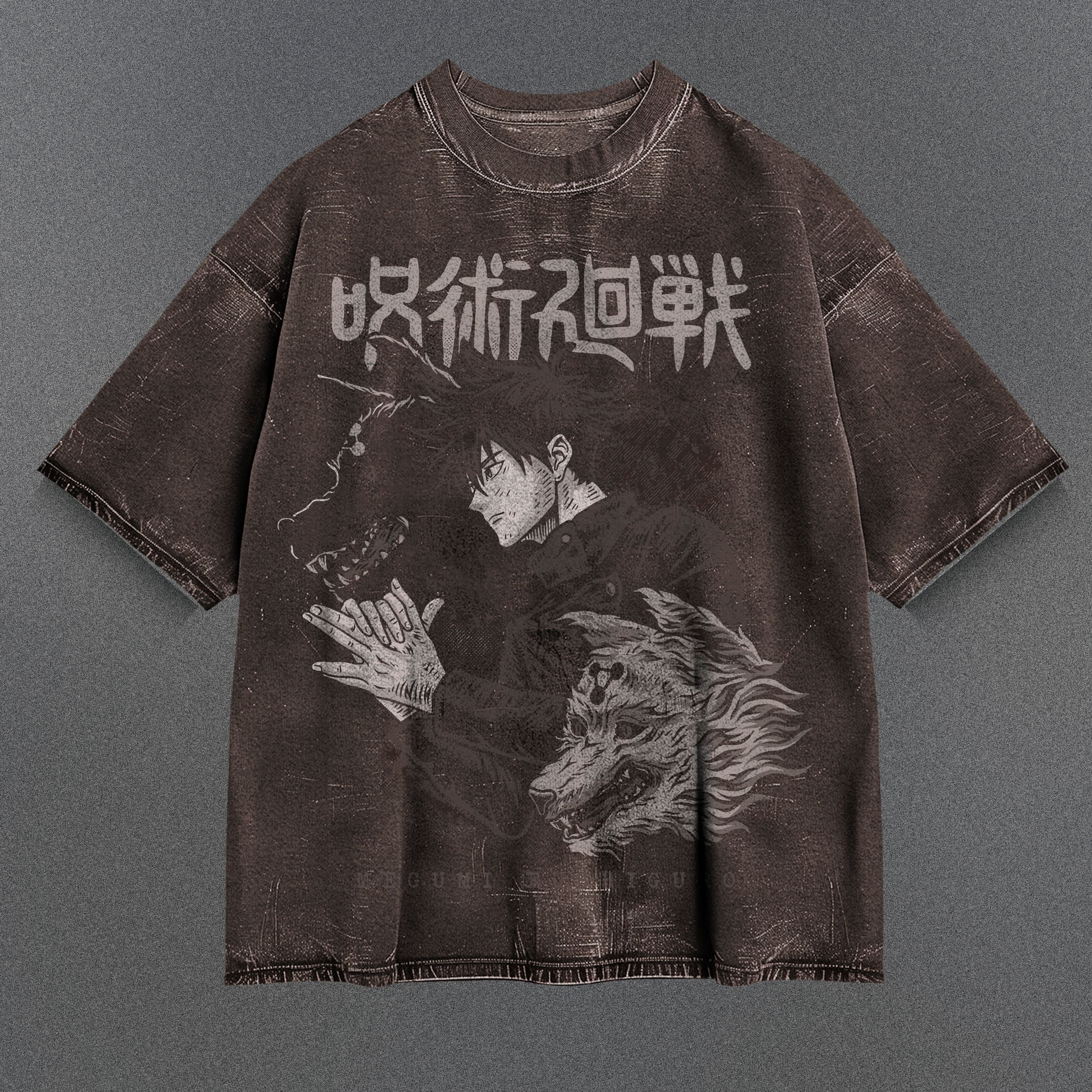Jujutsu Kaisen Roomy Brown Washed T-Shirt