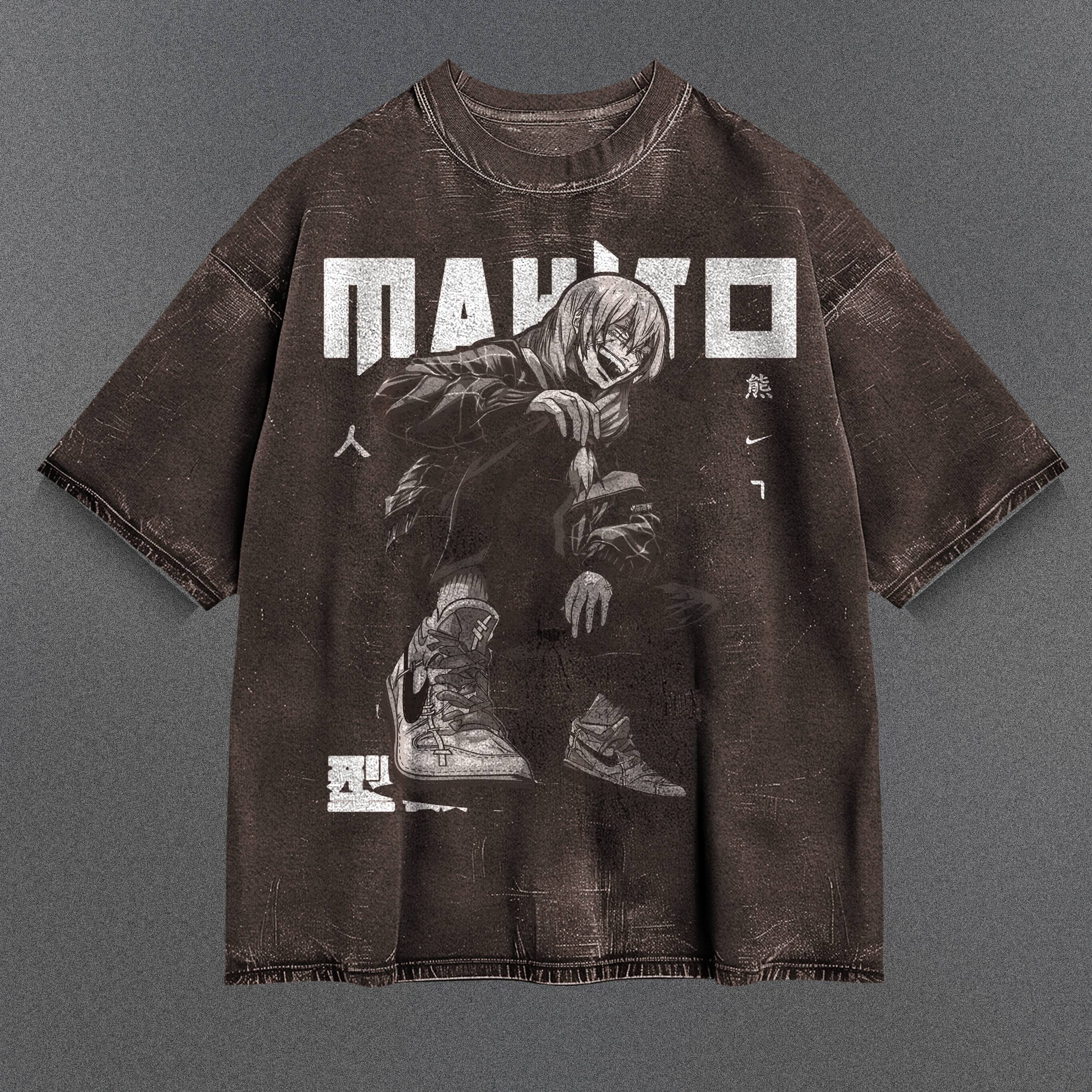 Jujutsu Kaisen Colorful Brown Washed T-Shirt