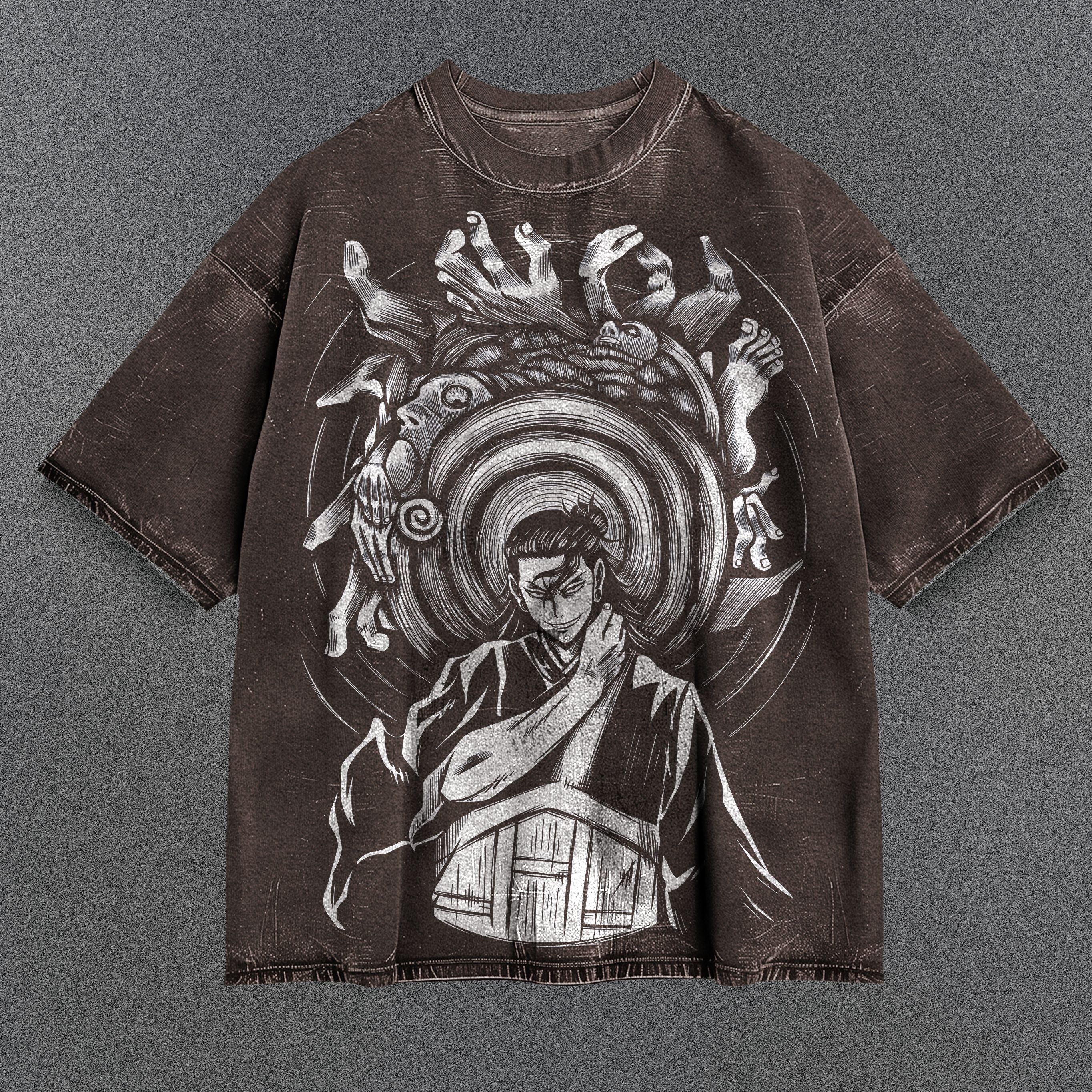 Jujutsu Kaisen Flowy Brown Washed T-Shirt