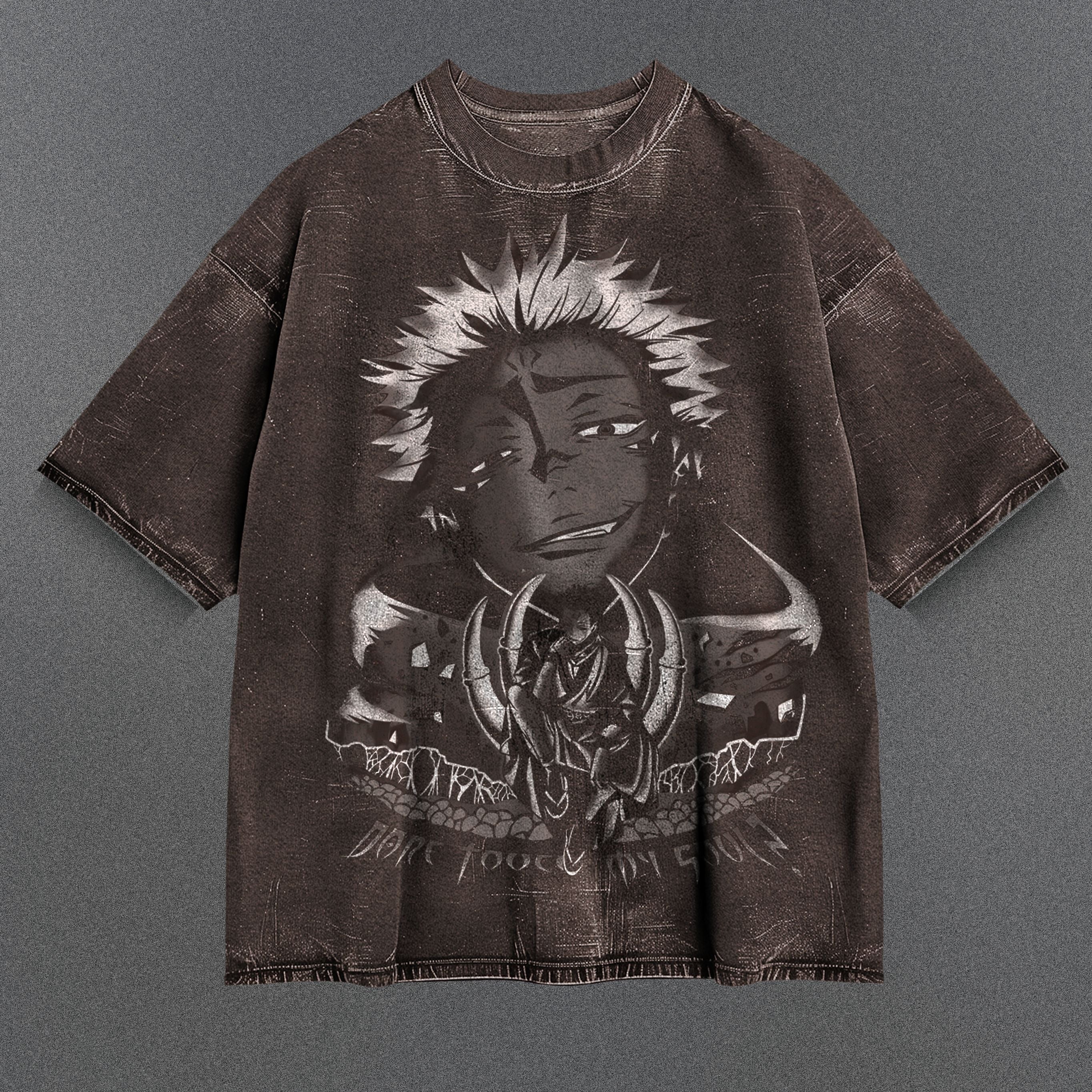 Jujutsu Kaisen Unfitted Brown Washed T-Shirt