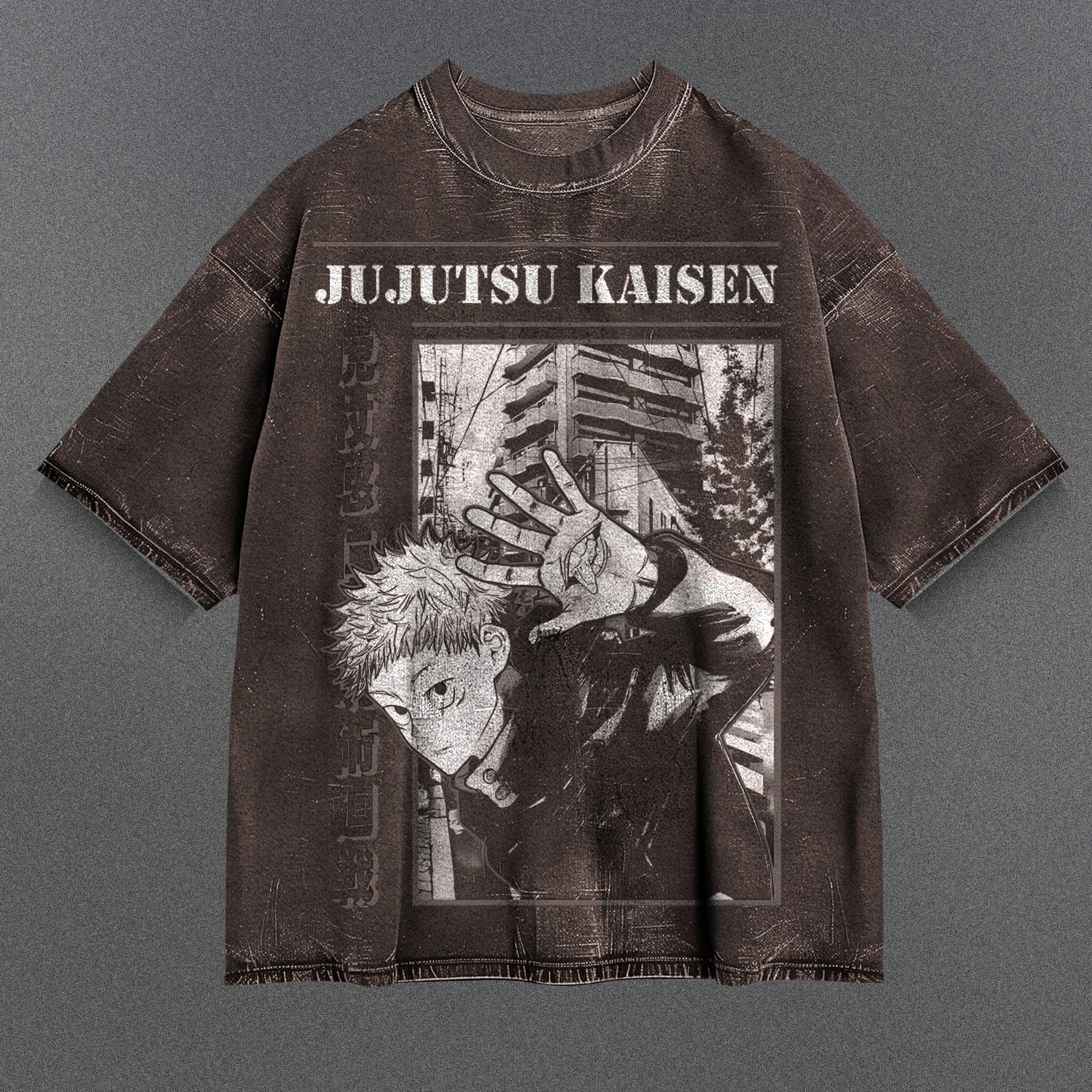 Jujutsu Kaisen Slouchy Brown Washed T-Shirt