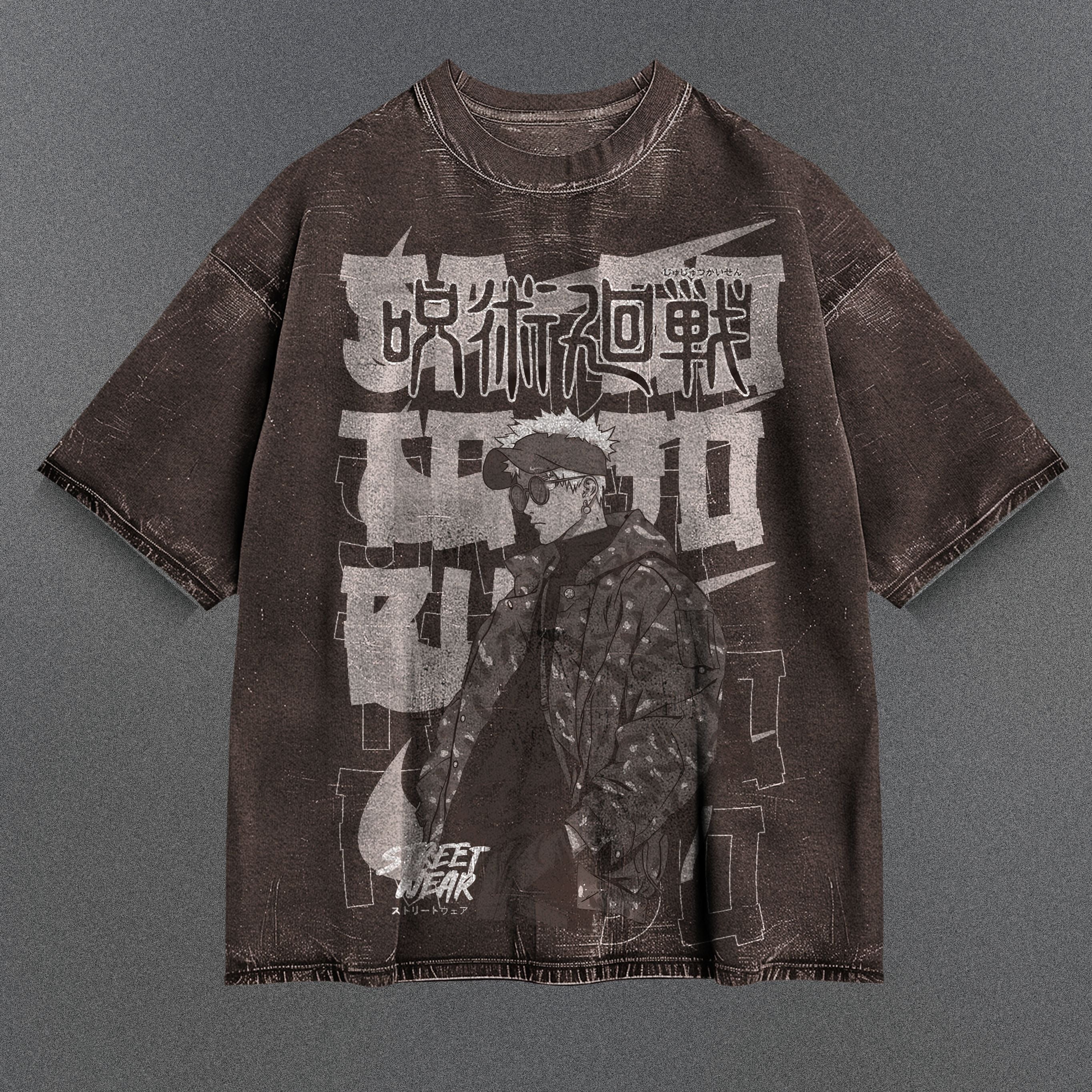 Jujutsu Kaisen Elongated Brown Washed T-Shirt