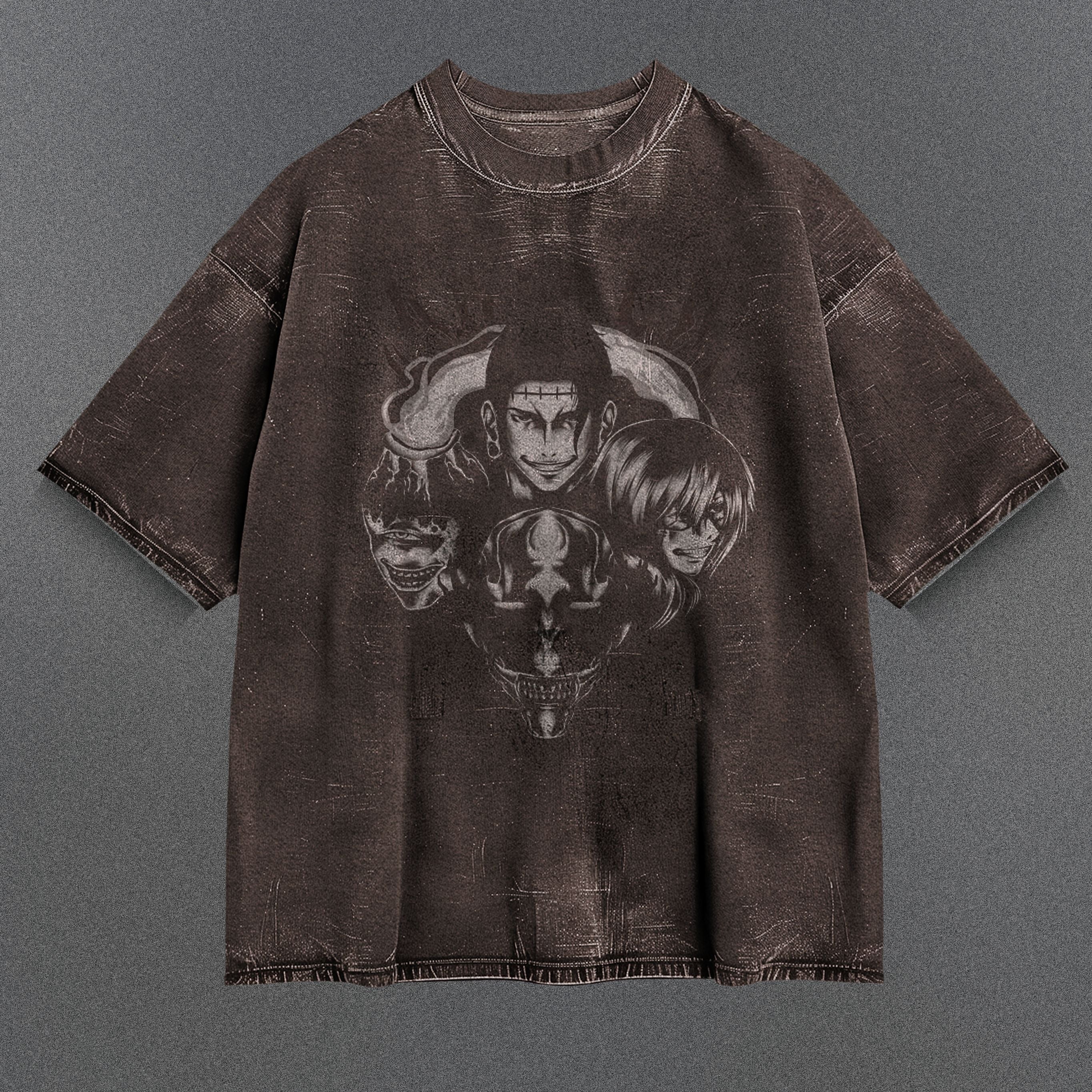 Jujutsu Kaisen Stylish Brown Washed T-Shirt