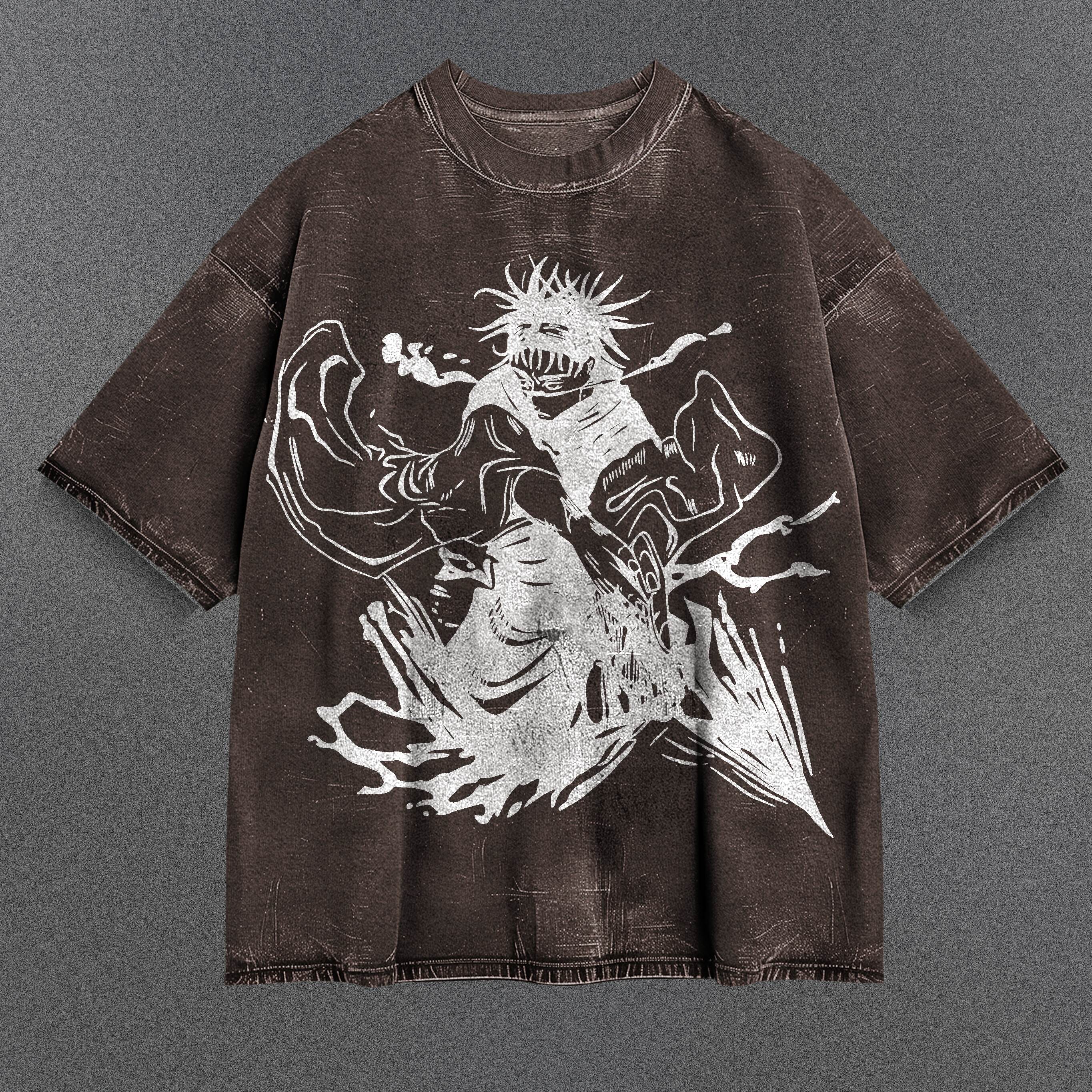 Jujutsu Kaisen Breathable Brown Washed T-Shirt