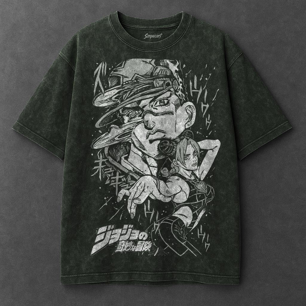 Jojo Premium Casual Vintage Green Washed T-Shirt