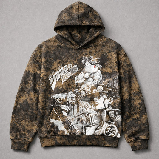 Jojo Styled On Brown Camo Washed Hoodie