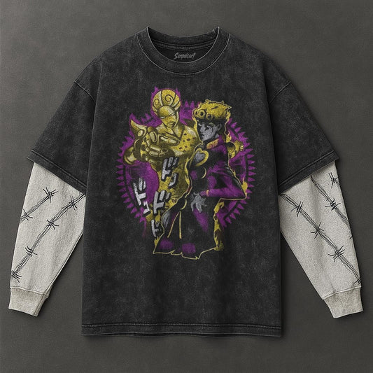 Jojo Premium Effortless Black Double Sleeves Washed T-Shirt