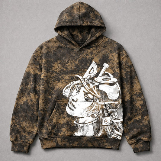 Jojo Dio Brown Camo Washed Hoodie