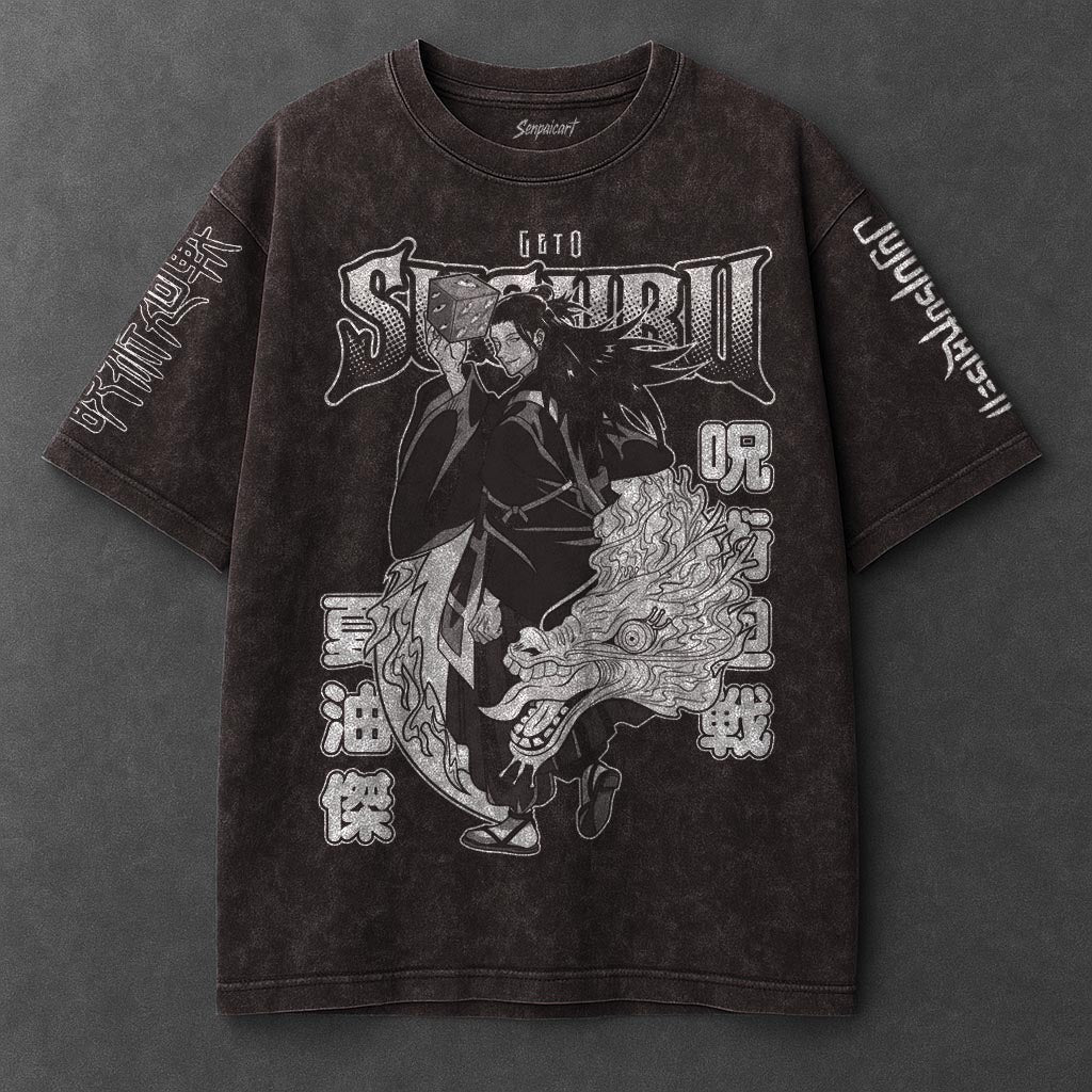 Jujutsu Kaisen Premium Slouchy Brown Washed T-Shirt
