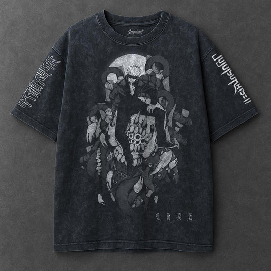 Jujutsu Kaisen Premium Airy Navy Blue Washed T-Shirt