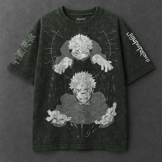 Jujutsu Kaisen Premium Lightweight Vintage Green Washed T-Shirt