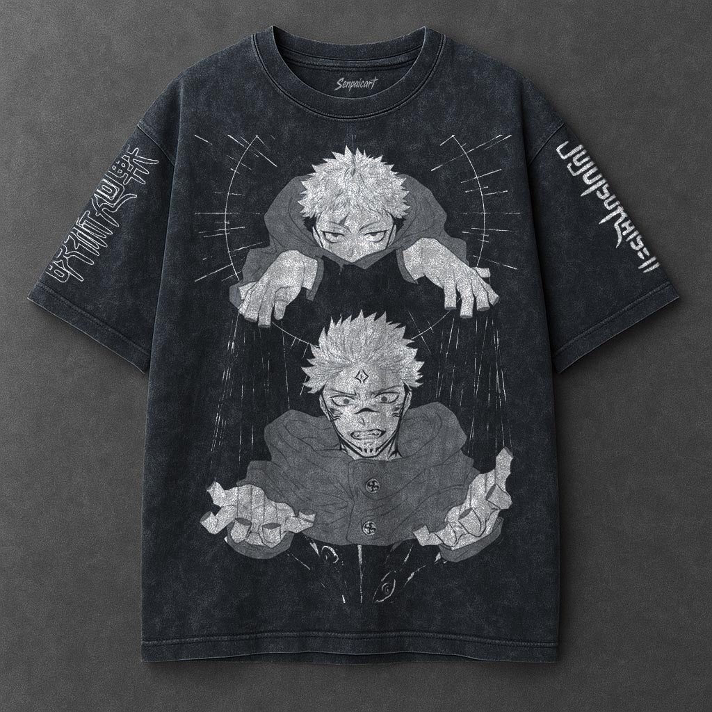 Jujutsu Kaisen Premium Roomy Navy Blue Washed T-Shirt