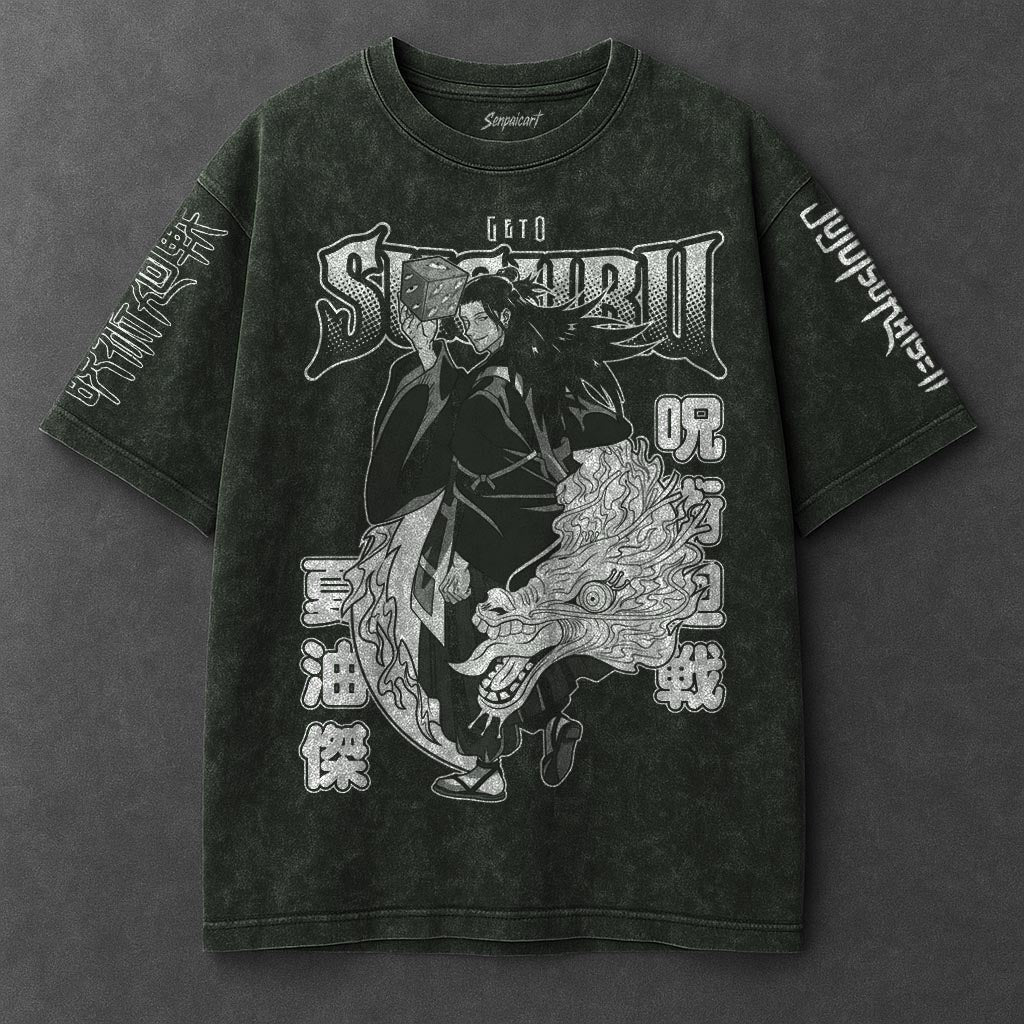 Jujutsu Kaisen Premium Breezy Vintage Green Washed T-Shirt