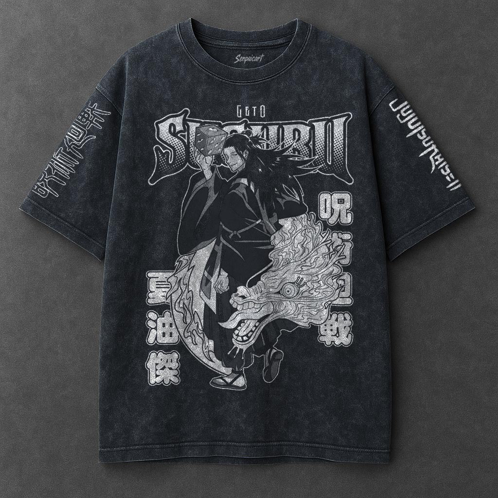 Jujutsu Kaisen Premium Relaxed Navy Blue Washed T-Shirt