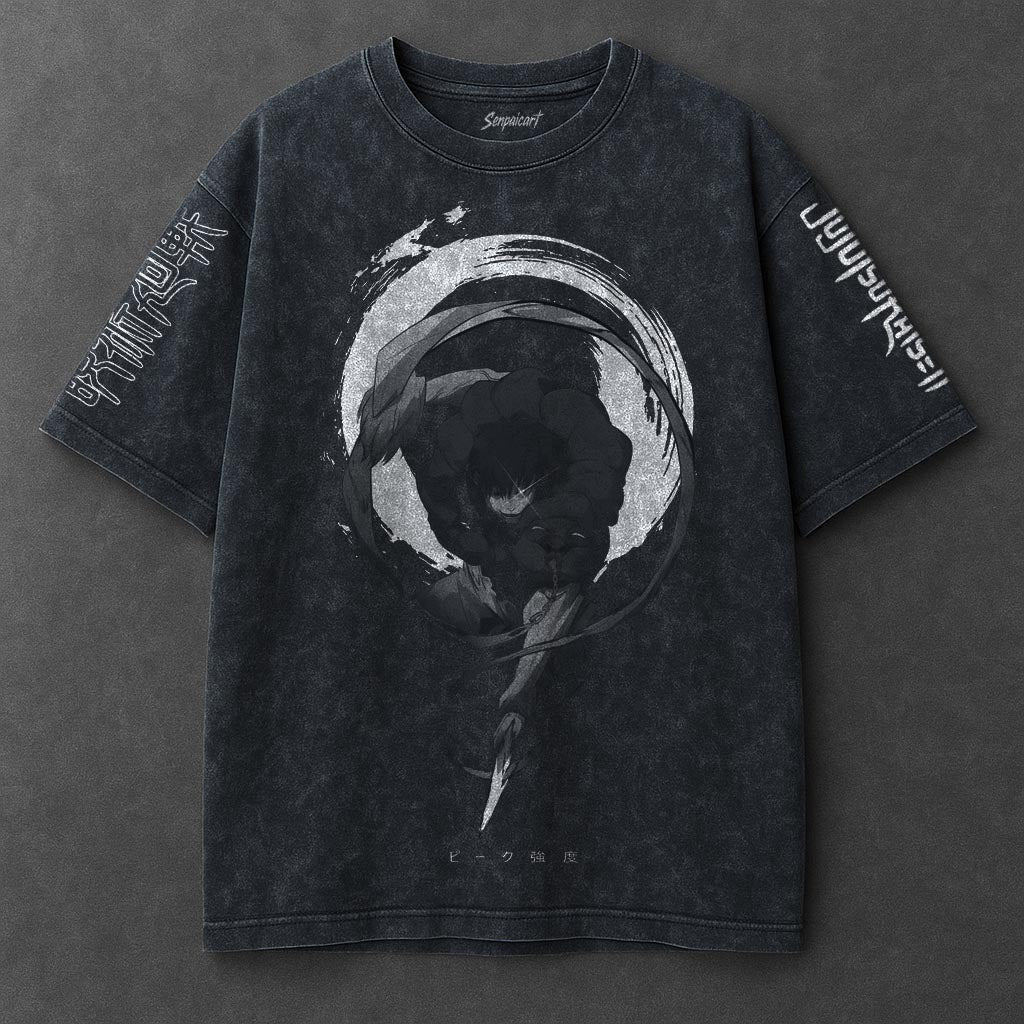 Jujutsu Kaisen Premium Oversized Navy Blue Washed T-Shirt
