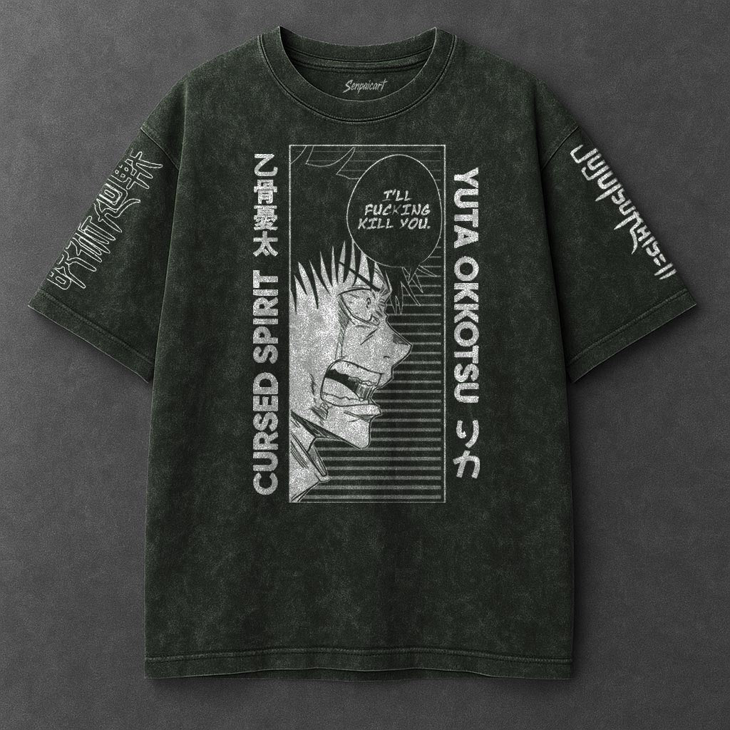 Jujutsu Kaisen Premium Roomy Vintage Green Washed T-Shirt
