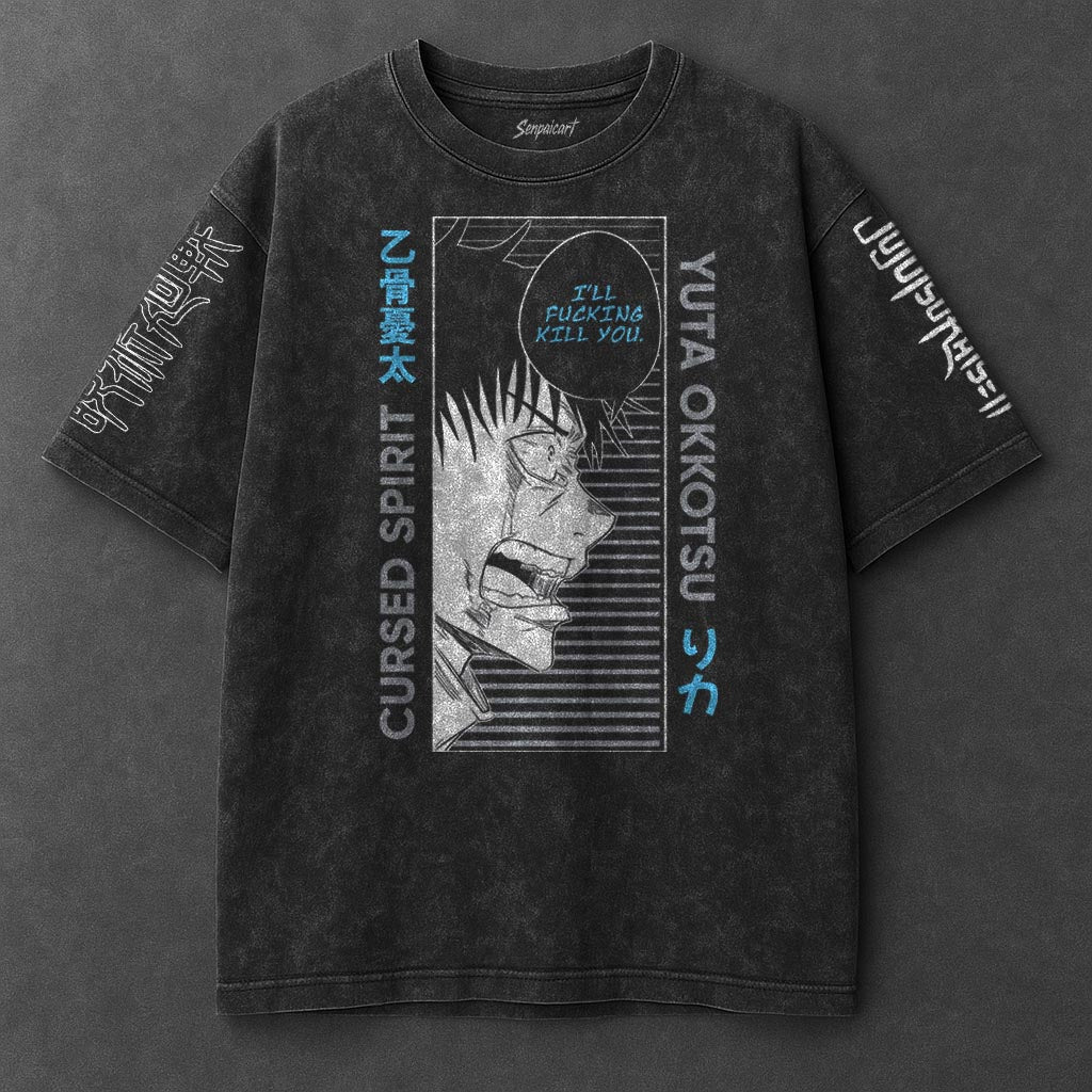 Jujutsu Kaisen Premium Slouchy Black Washed T-Shirt