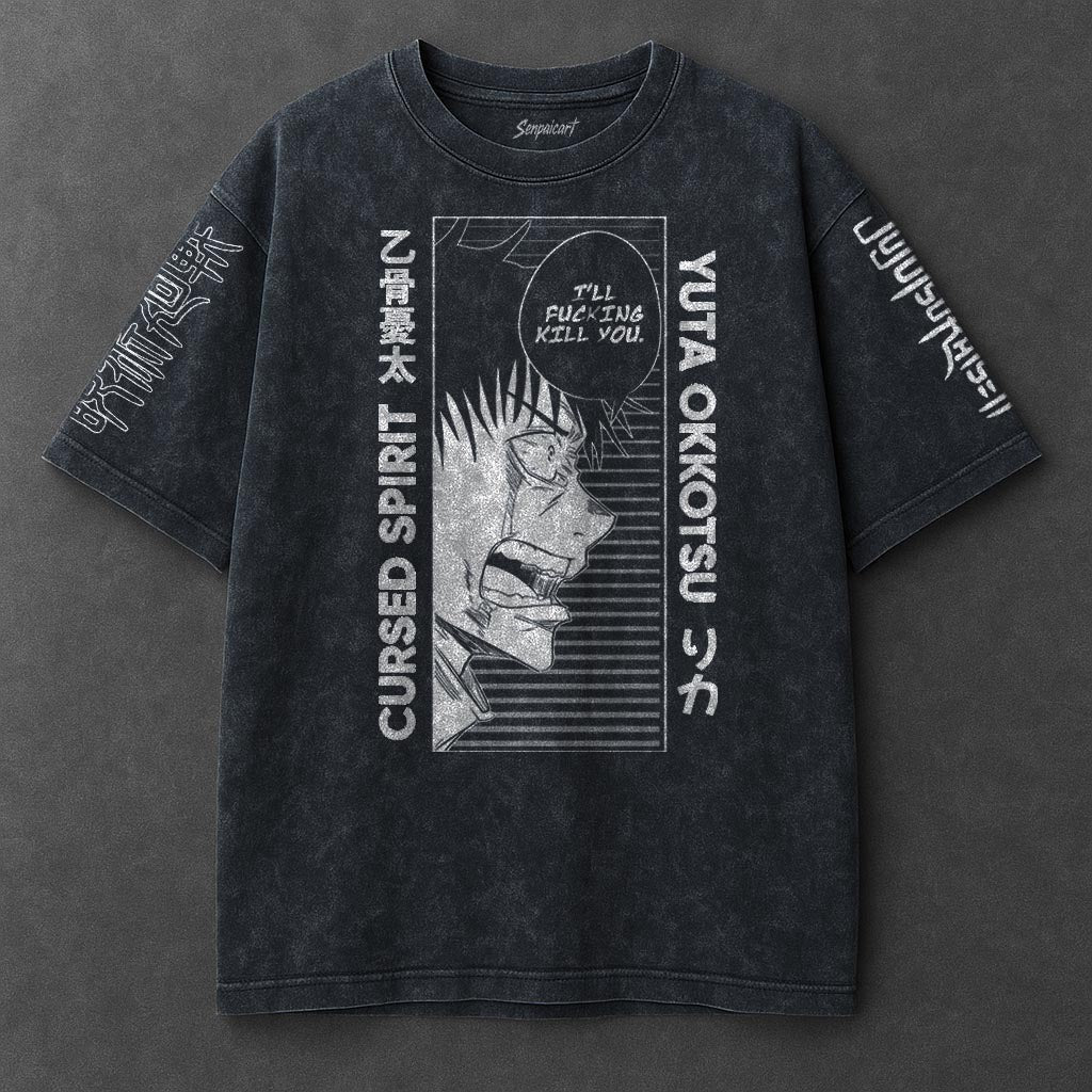 Jujutsu Kaisen Premium Breezy Navy Blue Washed T-Shirt