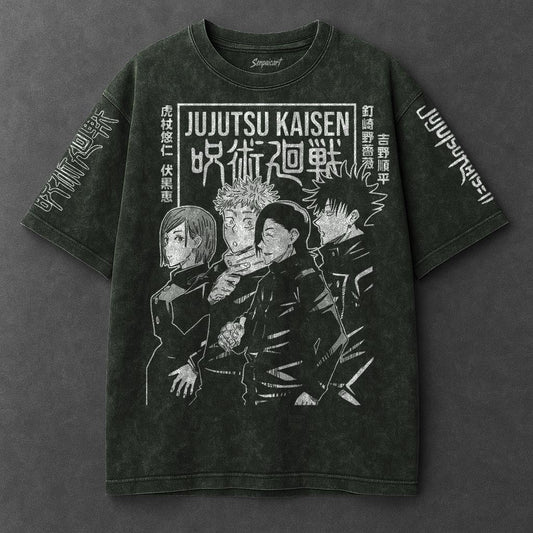 Jujutsu Kaisen Premium Casual Vintage Green Washed T-Shirt