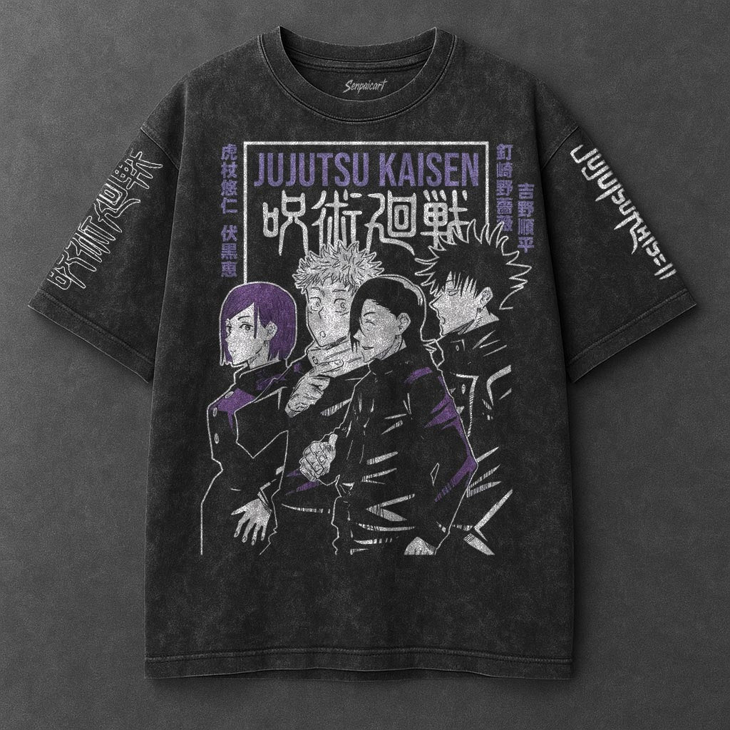 Jujutsu Kaisen Premium Flowy Black Washed T-Shirt