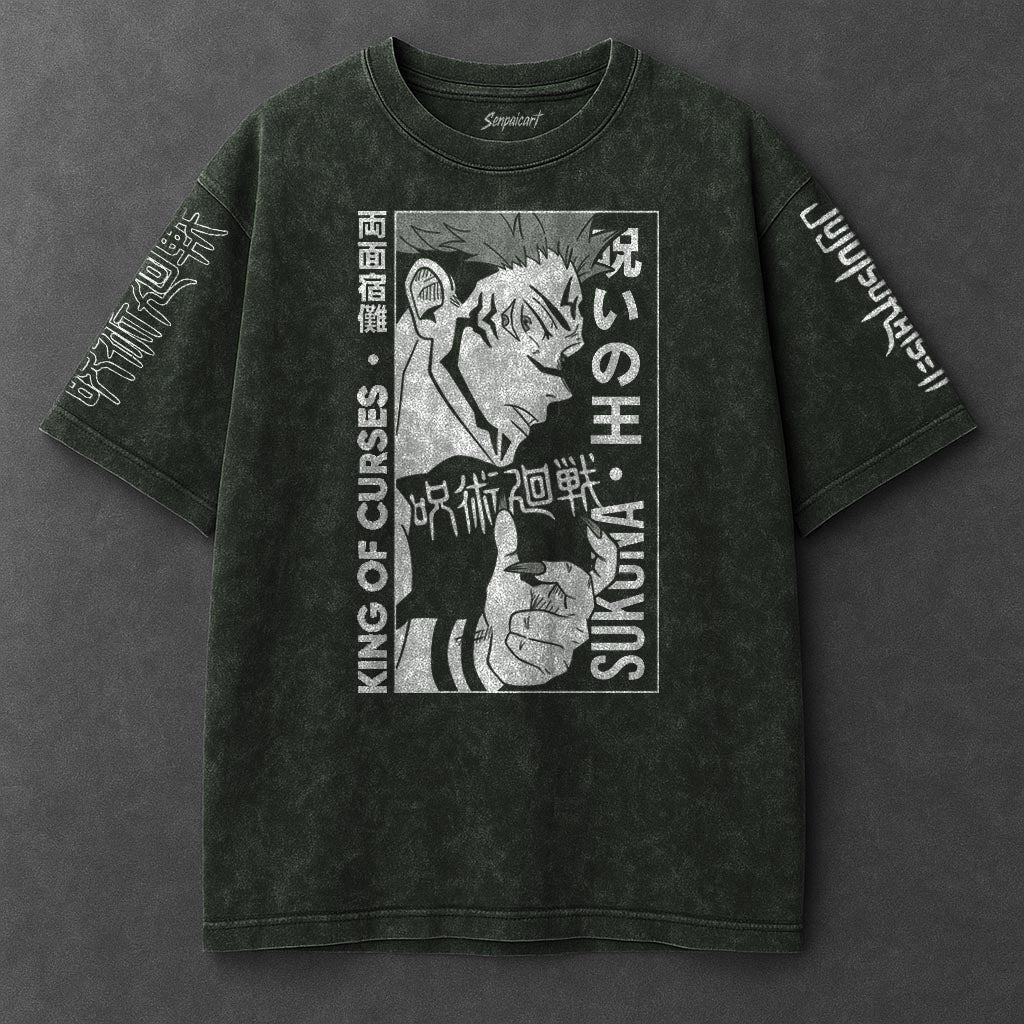 Jujutsu Kaisen Premium Loose Vintage Green Washed T-Shirt