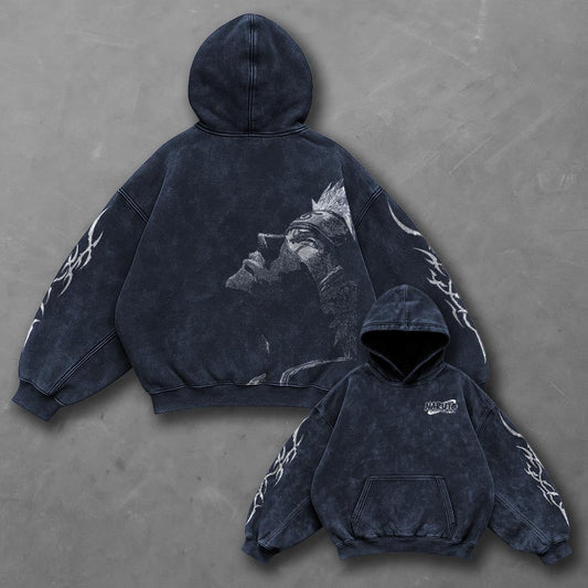 Naruto Bold Blue Washed Hoodie