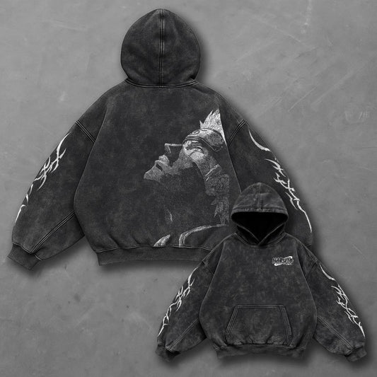 Naruto Oversized Clean Black Washed Hoodie