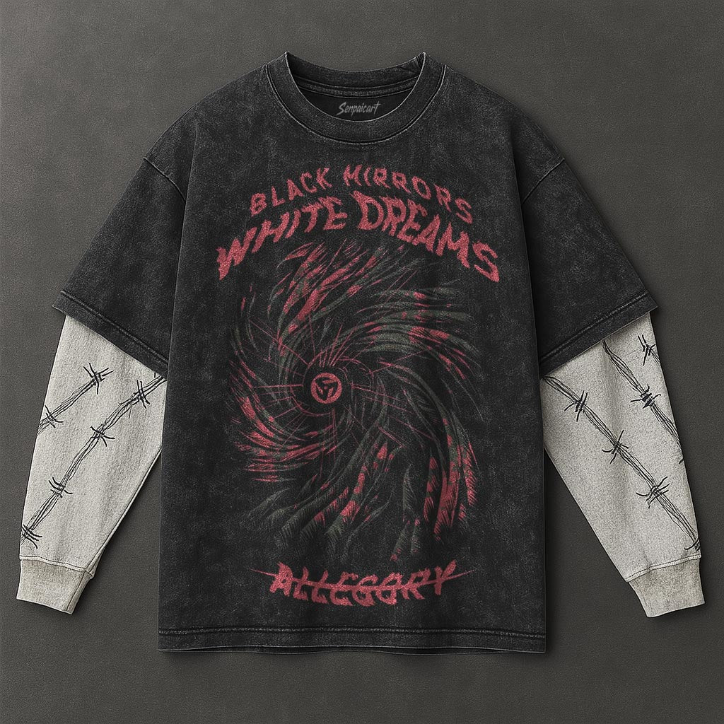 Naruto Oversized Chill Black Washed Double Sleeves T-Shirt