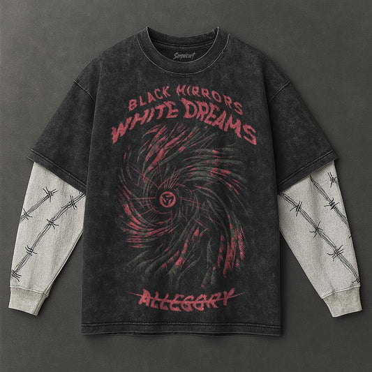 Naruto Oversized Chill Black Washed Double Sleeves T-Shirt