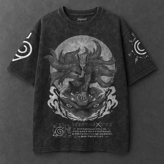 Naruto Oversized Luxe Black Washed T-Shirt