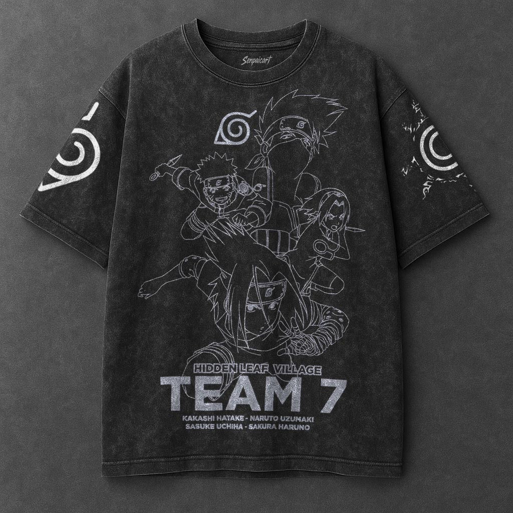 Naruto Oversized Urban Black Washed T-Shirt