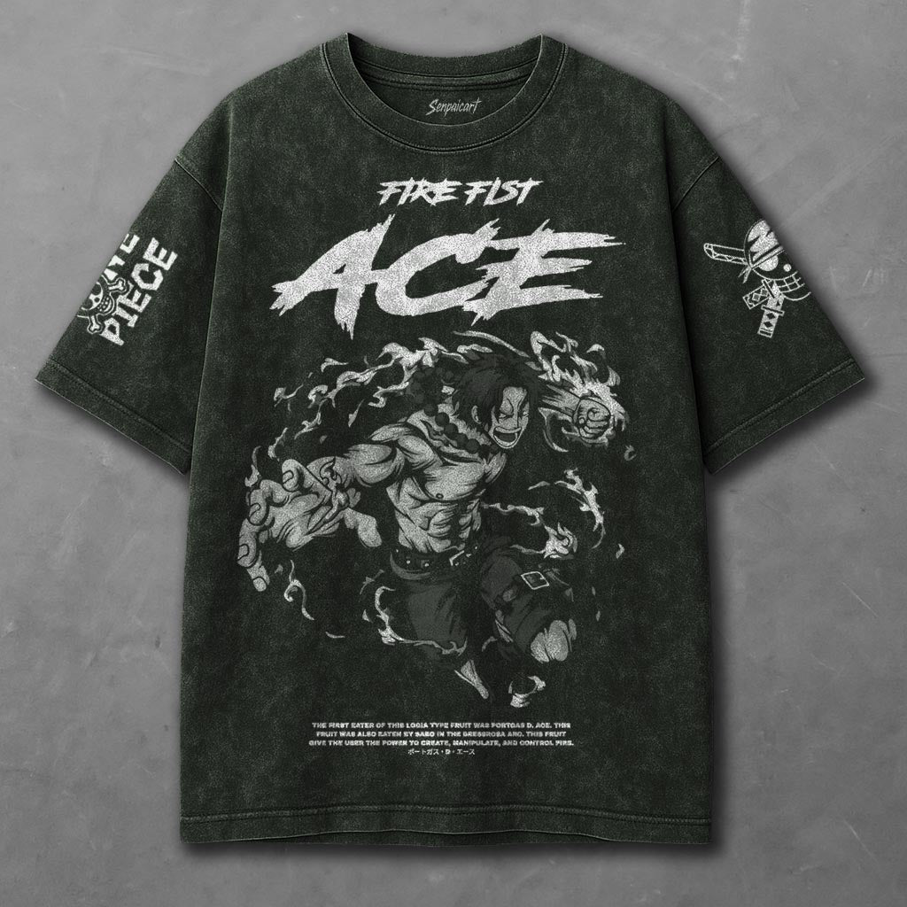 One Piece Extended Green Washed T-shirt