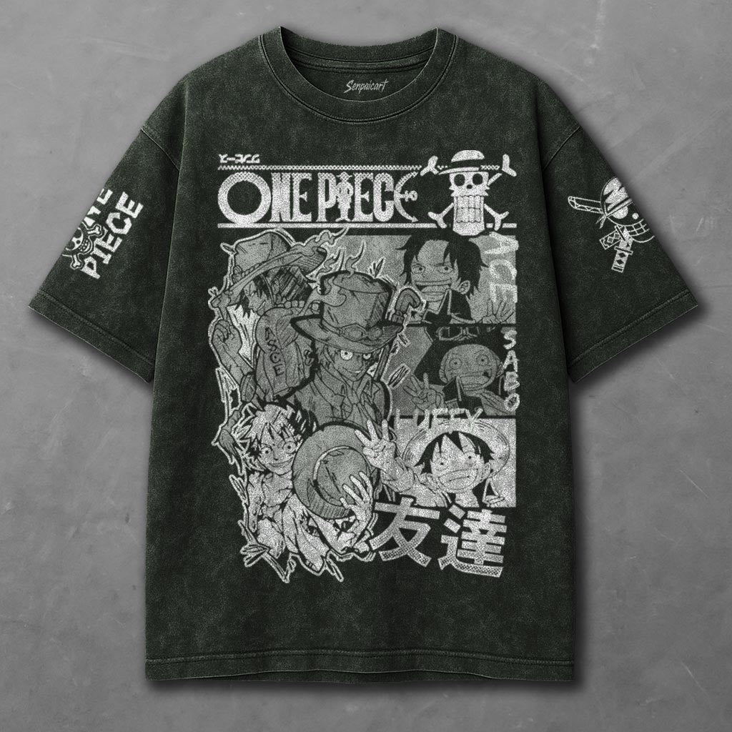 One Piece Comfy Green Washed T-shirt