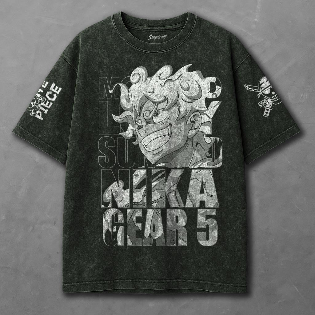 One Piece Elongated Green Washed T-shirt