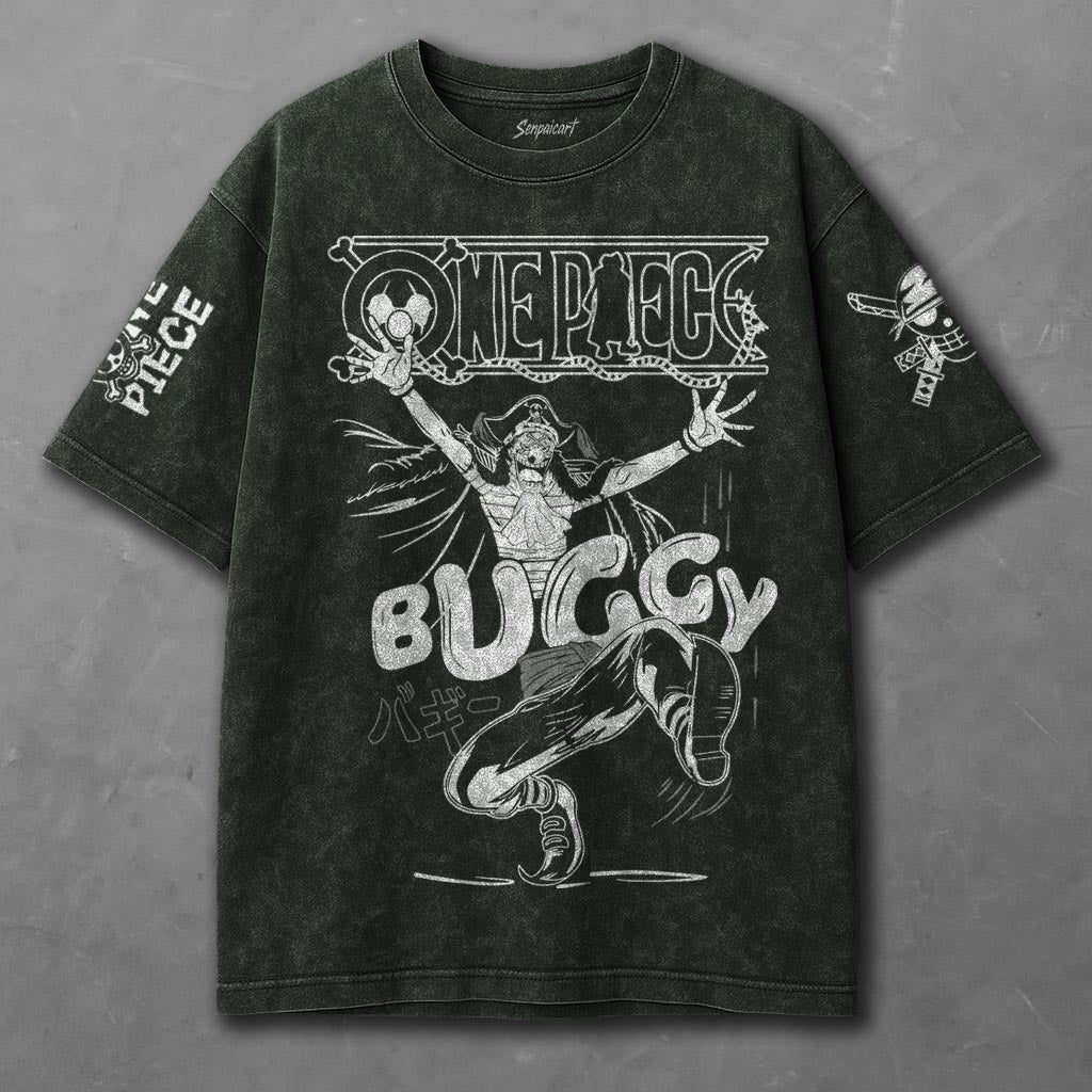 One Piece Flowy Green Washed T-shirt