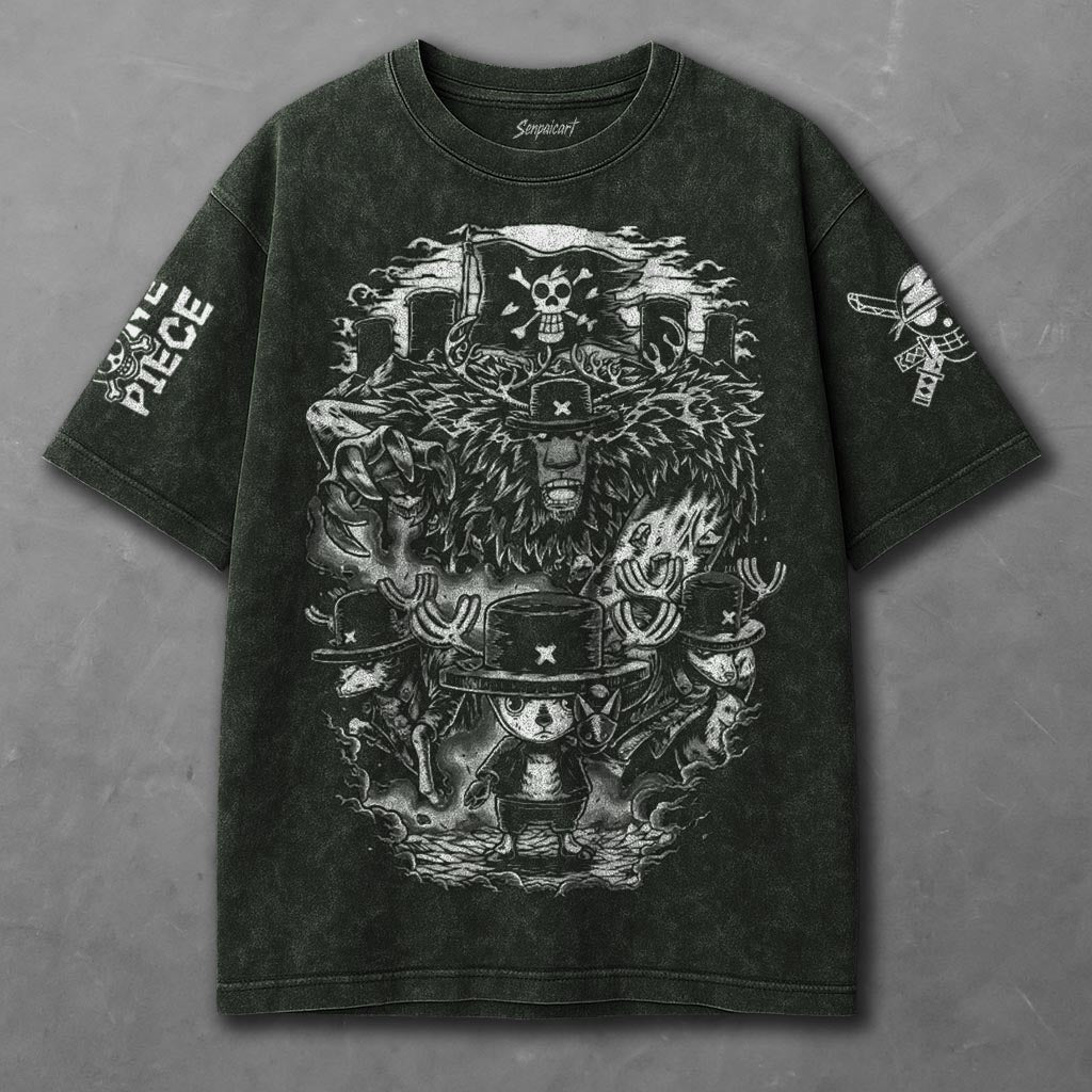 One Piece Loose Green Washed T-shirt
