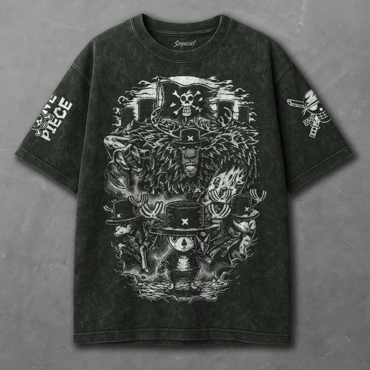 One Piece Loose Green Washed T-shirt
