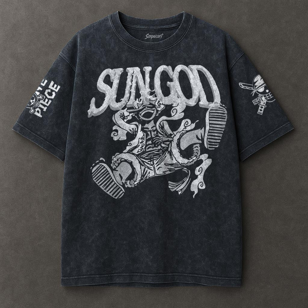 One Piece Spacious Blue Washed T-shirt