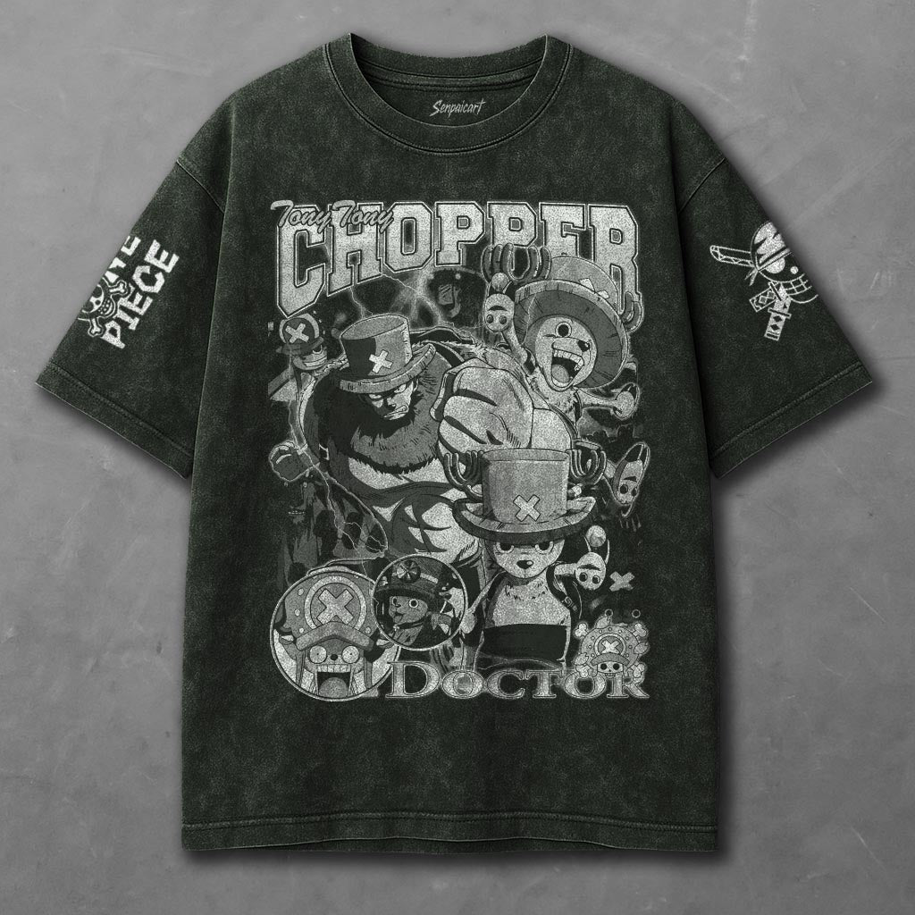 One Piece Casual Green Washed T-shirt