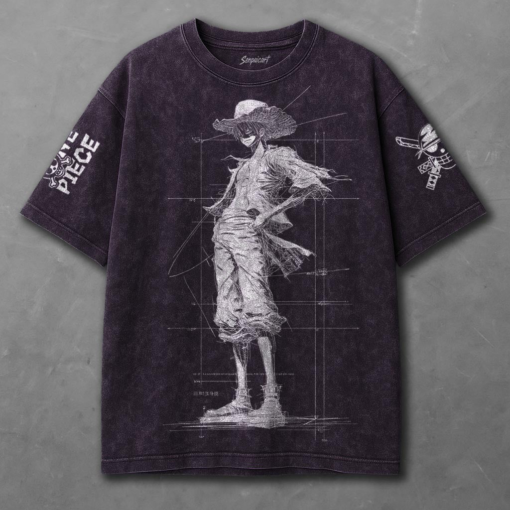 One Piece Casual Violet Washed T-shirt
