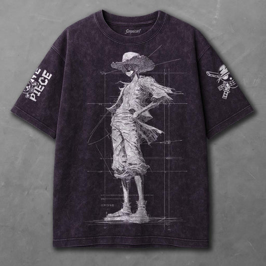 One Piece Casual Violet Washed T-shirt