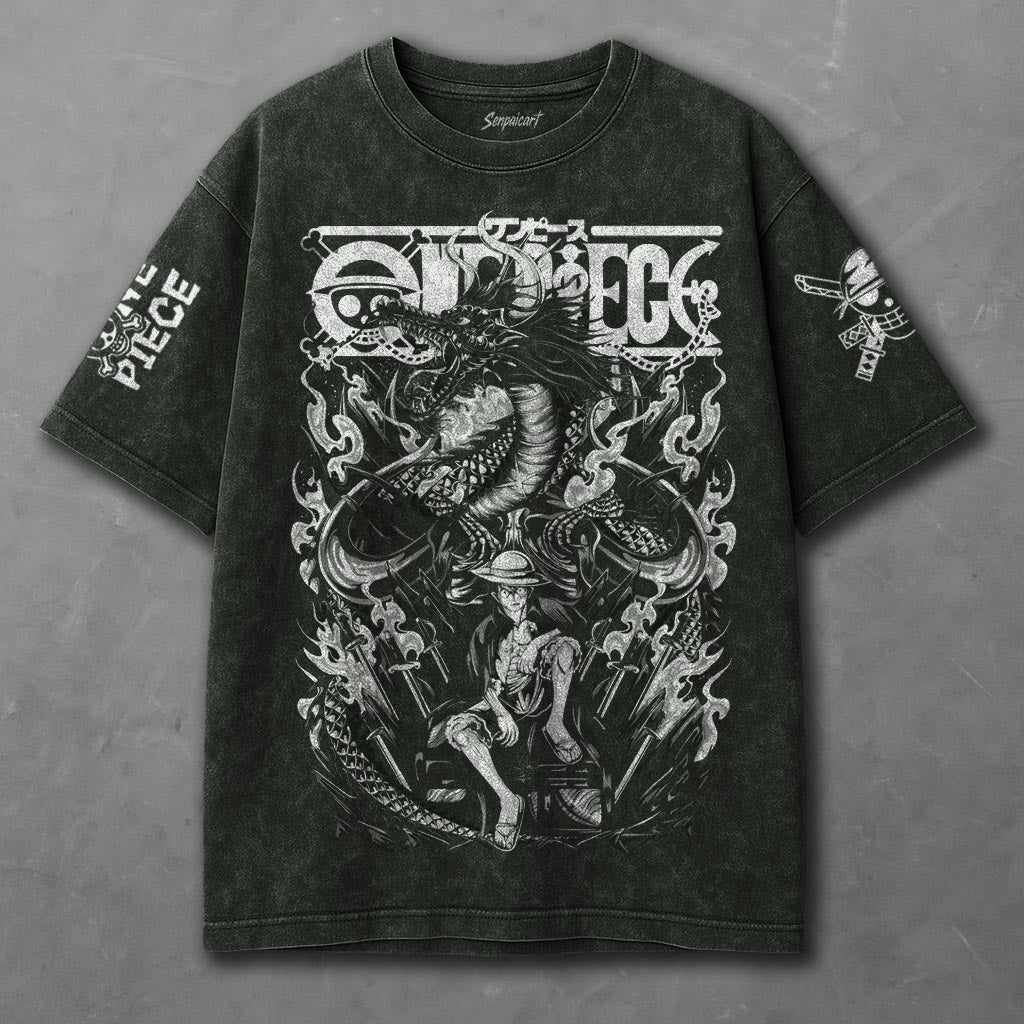 One Piece Cozy Green Washed T-shirt